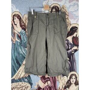 J Crew Weathered Chino City Fit Women’s Size 4 Green Capri Cargo Rip Stop